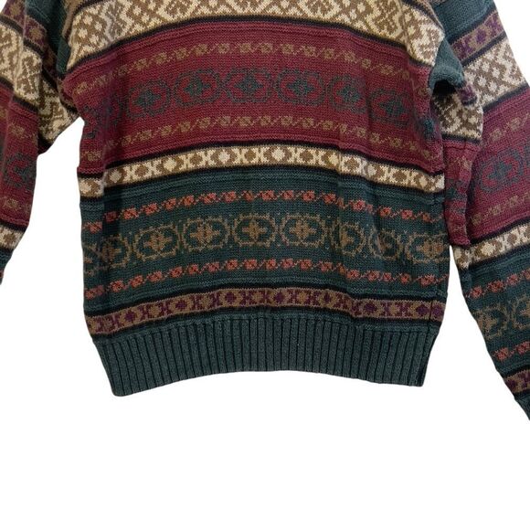 Vintage 1990s American Eagle Knit Crewneck Sweater / Striped / All Over Pattern - Picture 6 of 16